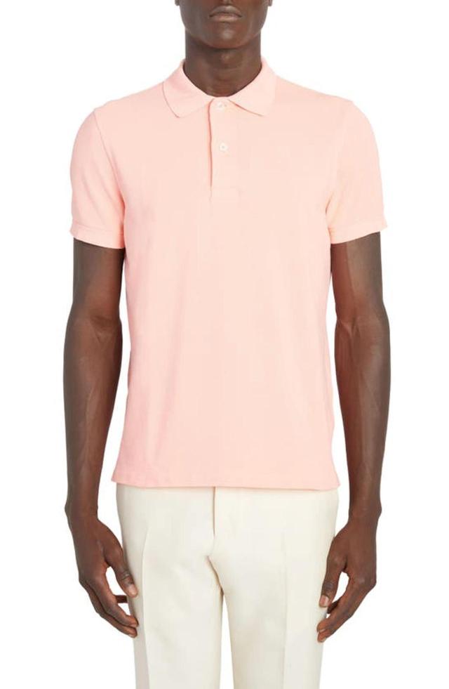 TOM FORD Men's Cotton Pique Polo Shirt In Magenta Product Image