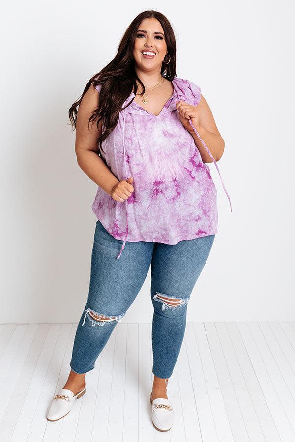 Sweet On Summer Tie Dye Shift Top in Purple Curves Product Image