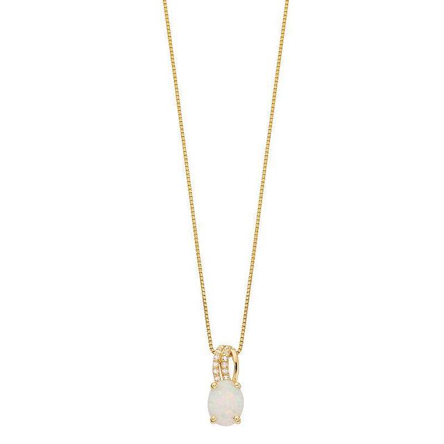 Gemminded Gold over Silver Lab-Created Opal Pendant Necklace, Womens Gold Tone Product Image