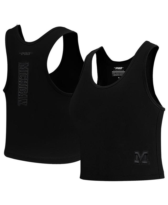 Womens Pro Standard Black Michigan Wolverines Tonal Neutral Fitted Waist Length Racerback Tank Top Product Image