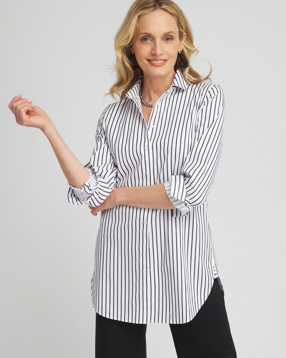 Women's No Iron Stripe Tunic Top Product Image