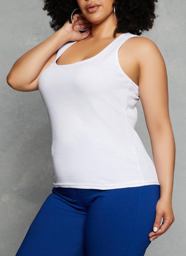 Womens Plus Size Rib Knit Racerback Tank Top Product Image