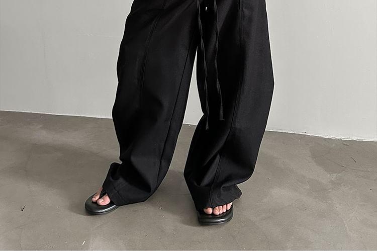 Drawstring Waist Wide Leg Pants Product Image