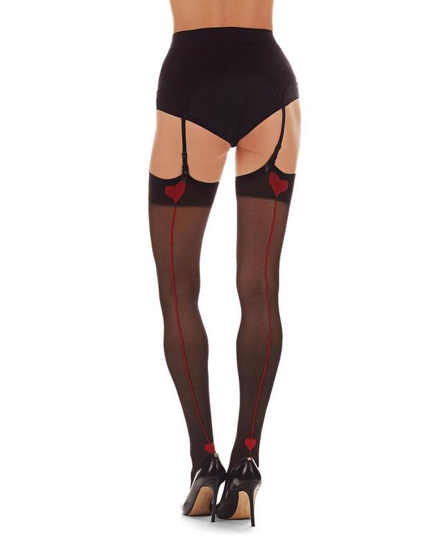 MeMoi Womens Heart Backseam Stockings - Black Product Image