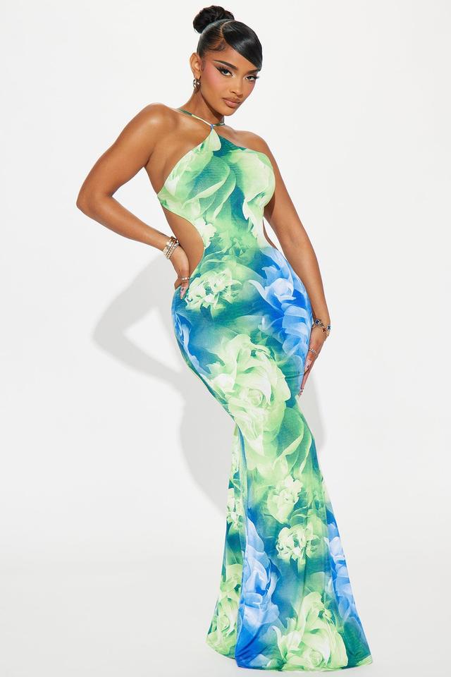 Pricilla Backless Maxi Dress - Blue/combo Product Image