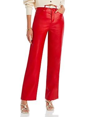 Wayf Lenny Faux Leather Straight Pants Product Image