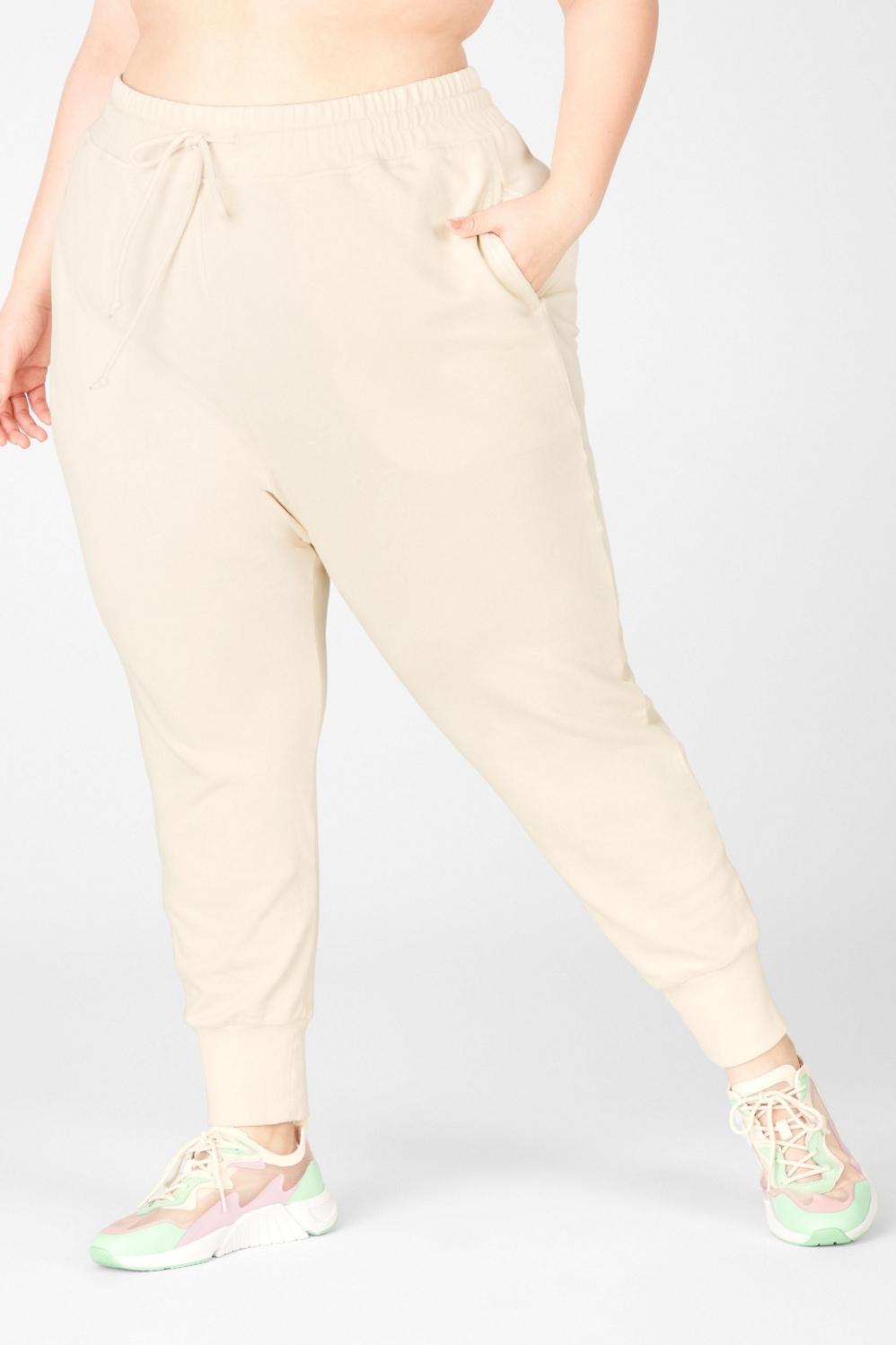 Fabletics Luxe Terry Jogger Womens Oats Size XXL Product Image