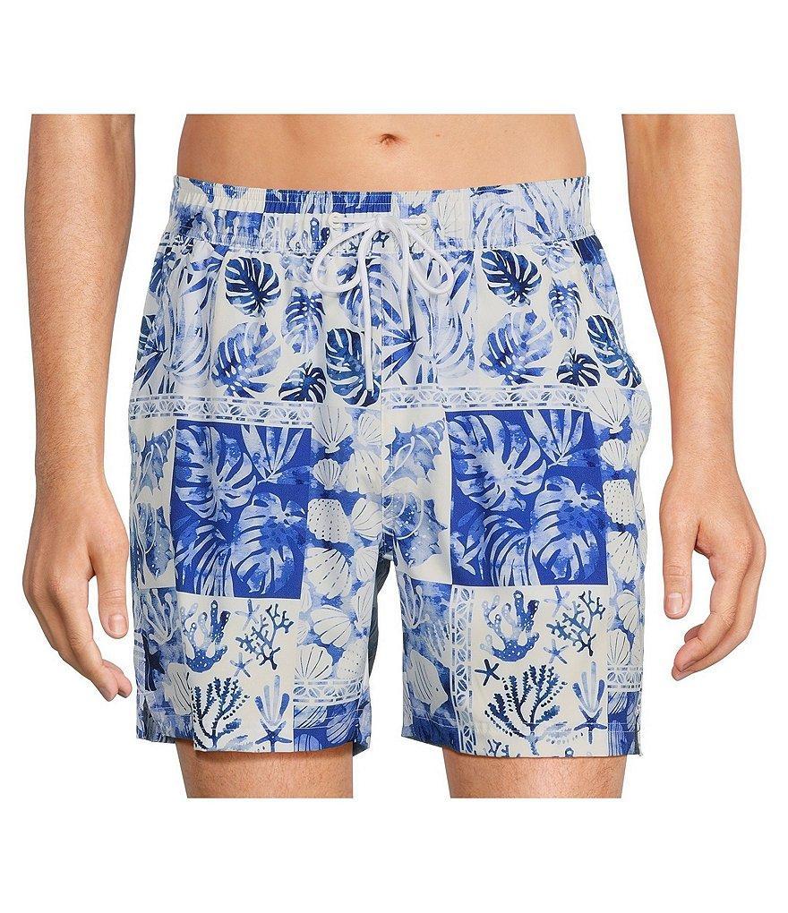 Caribbean Tropical Patchwork 6#double; Inseam Swim Trunks Product Image