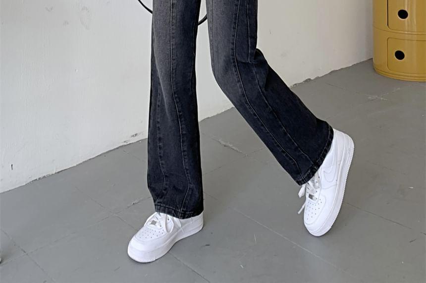 High Waist Washed Loose Fit Jeans (Various Designs) Product Image