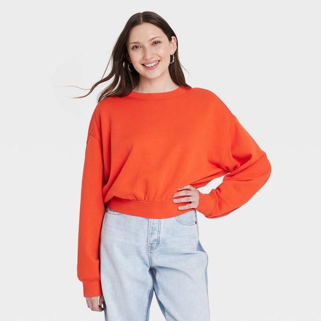 Womens Cropped Pullover Sweatshirt - Universal Thread Red XS Product Image