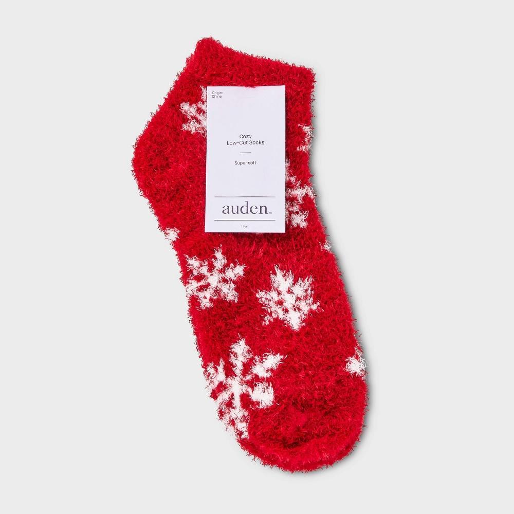 Women's Snowflake Cozy Low Cut Socks - Auden™ Red 4-10 Product Image