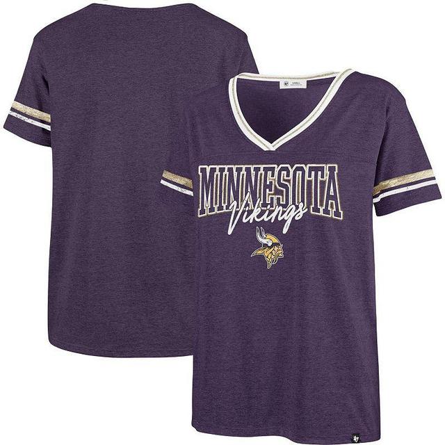 Womens 47 Brand Heathered Purple Minnesota Vikings Hollow Bling Piper Luxe V-Neck T-shirt Product Image