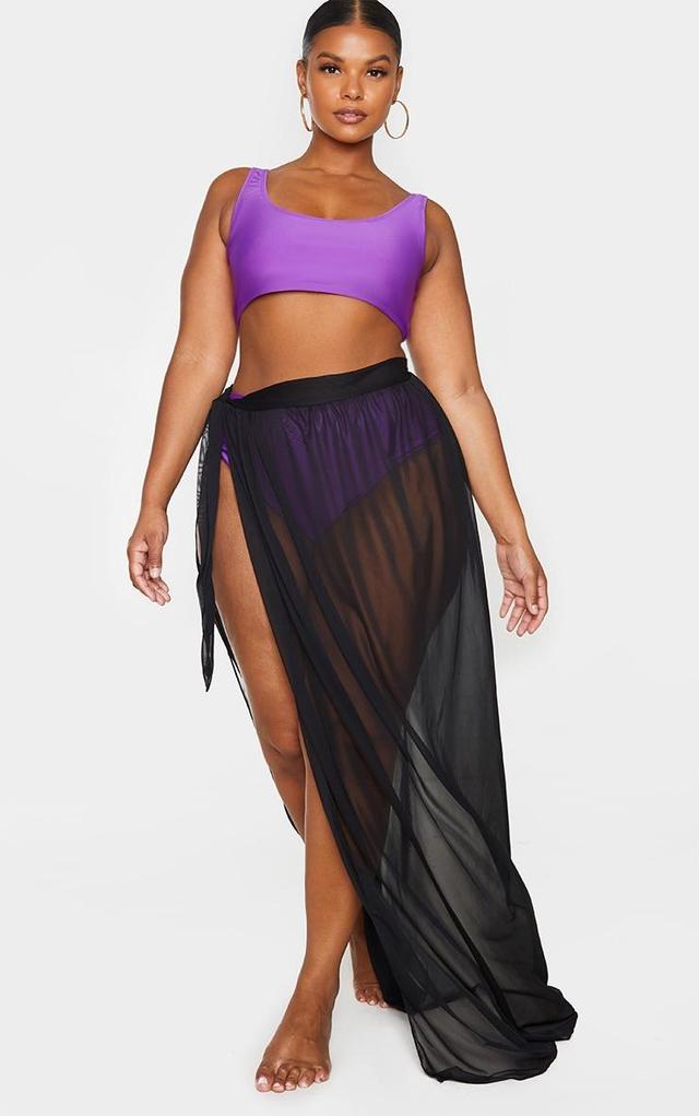 Plus Black Tie Side Maxi Beach Sarong Product Image