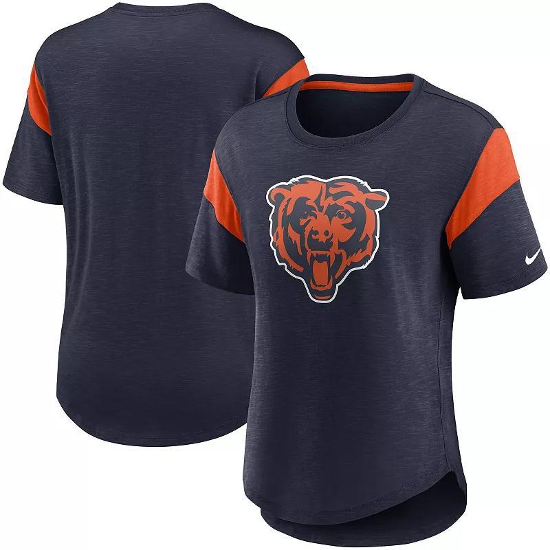 Womens Nike Heathered Chicago Bears Primary Logo Slub Fashion Top Blue Product Image