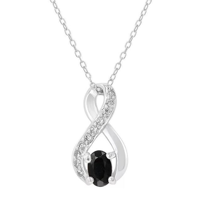 Gemistry Sterling Silver Stone & Cubic Zirconia Infinity Pendant Necklace, Womens Black Product Image