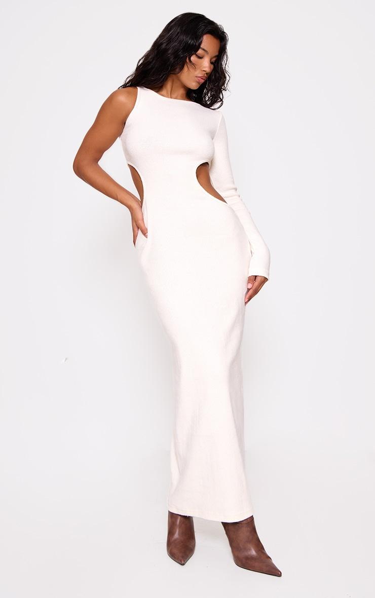 Cream Heavy Brushed Rib Cut Out Maxi Dress product image