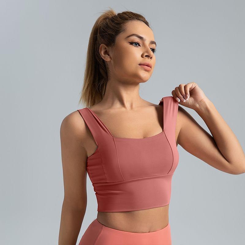 Square Neck Plain Sports Bra Product Image