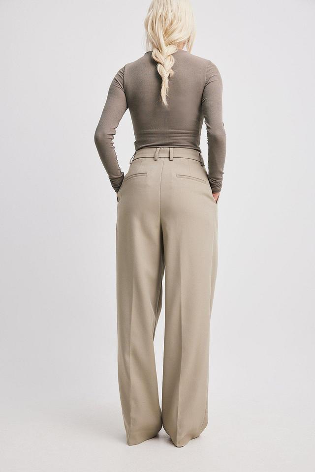 Twill Wide Mid Waist Suit Pants Product Image