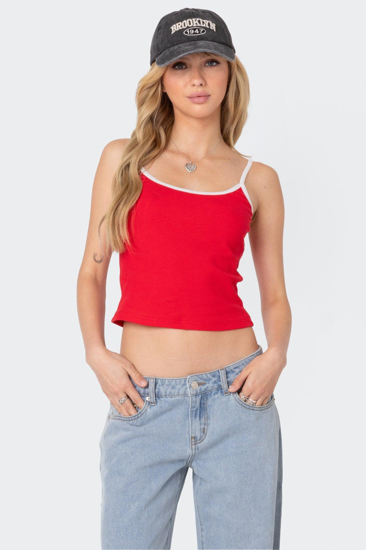 Franky Ribbed Contrast Tank Top Product Image