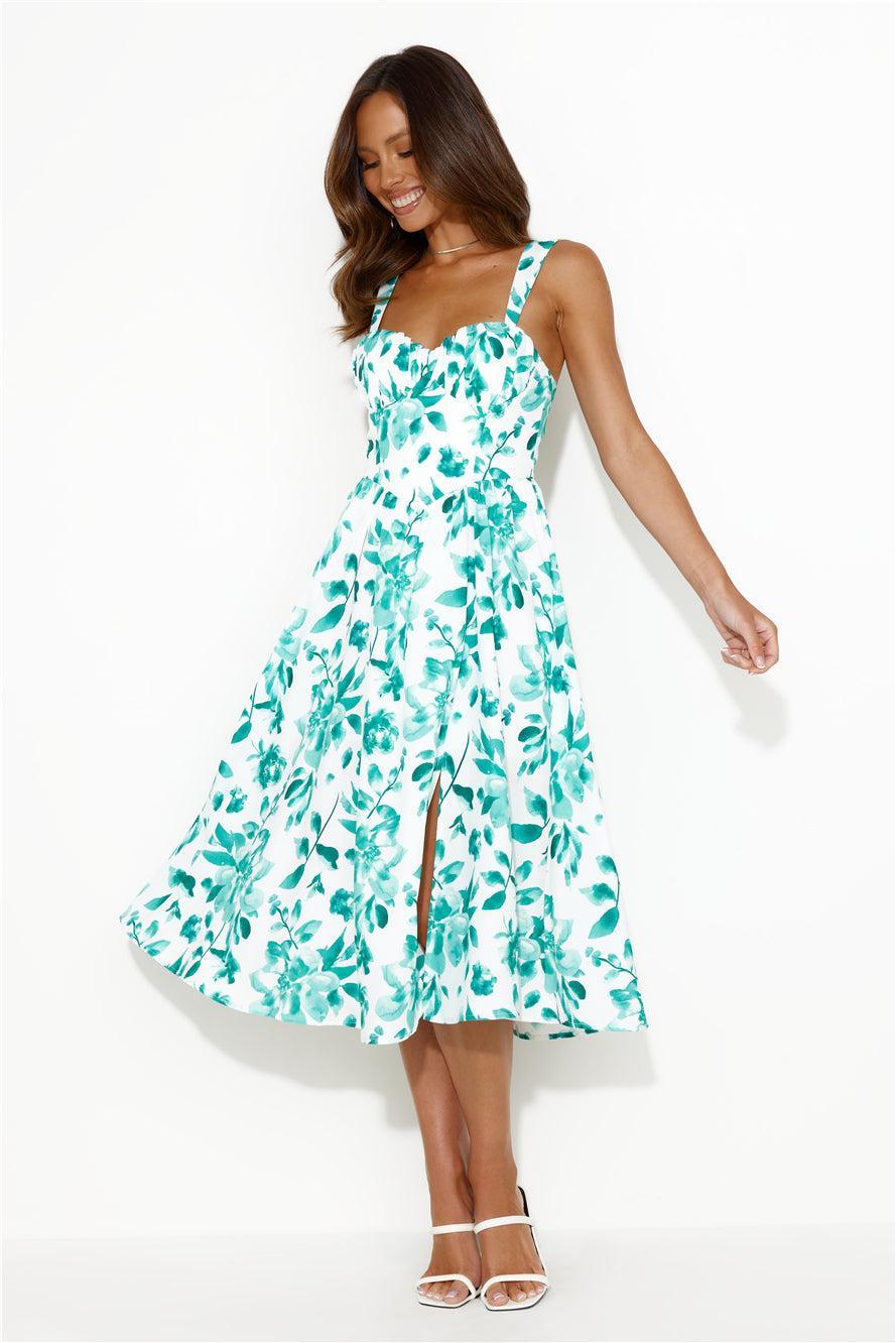 Retro Spin Midi Dress Green Product Image