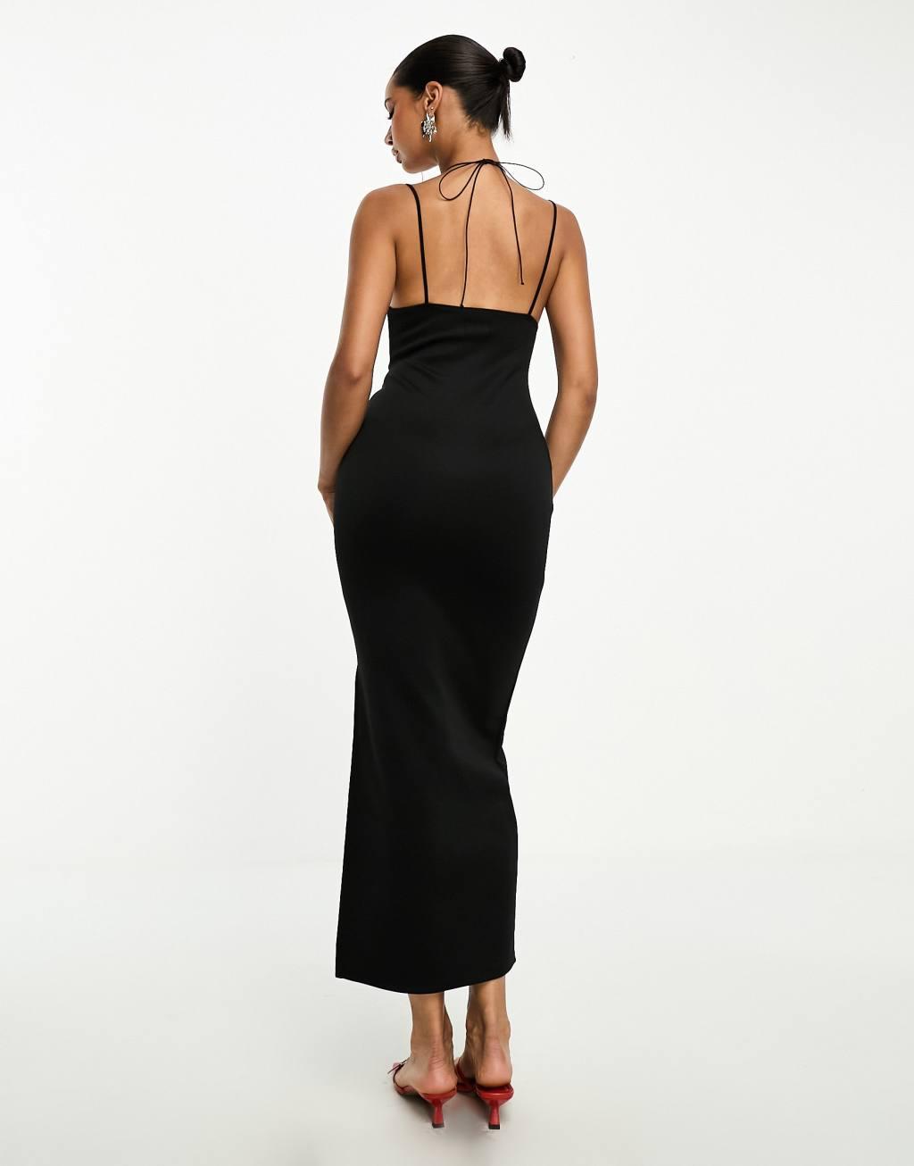 ASOS DESIGN cami cupped rouleaux strap midi dress Product Image