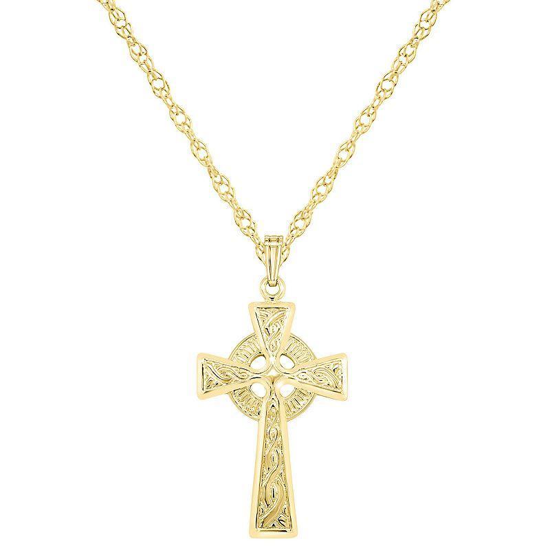 Sterling Silver Celtic Cross Pendant, Womens Yellow Product Image