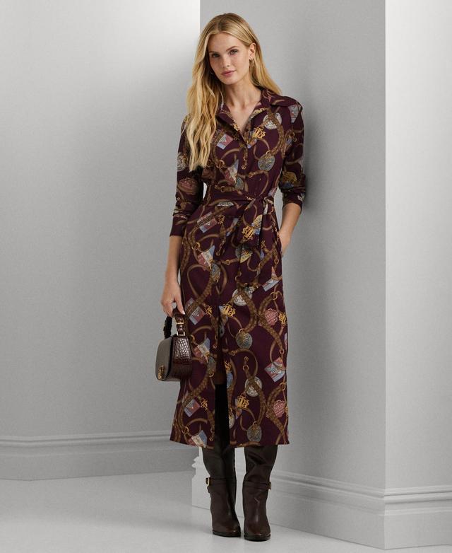 Lauren Ralph Lauren Womens Belting-Print Crepe Shirtdress, Regular & Petite Product Image