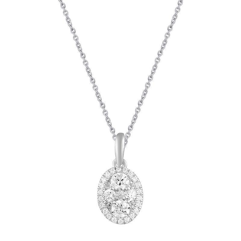 Royal Aura Sterling Silver 1/2 Carat T.W. Diamond Oval Pendant Necklace, Womens Product Image