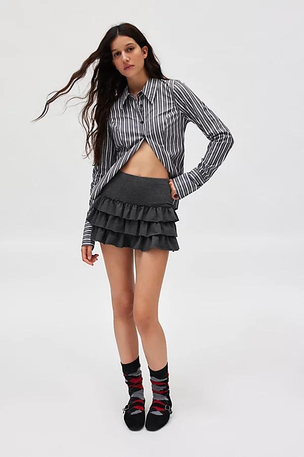 Kimchi Blue Rara Knit Tiered Ruffle Mini Skirt Womens at Urban Outfitters Product Image