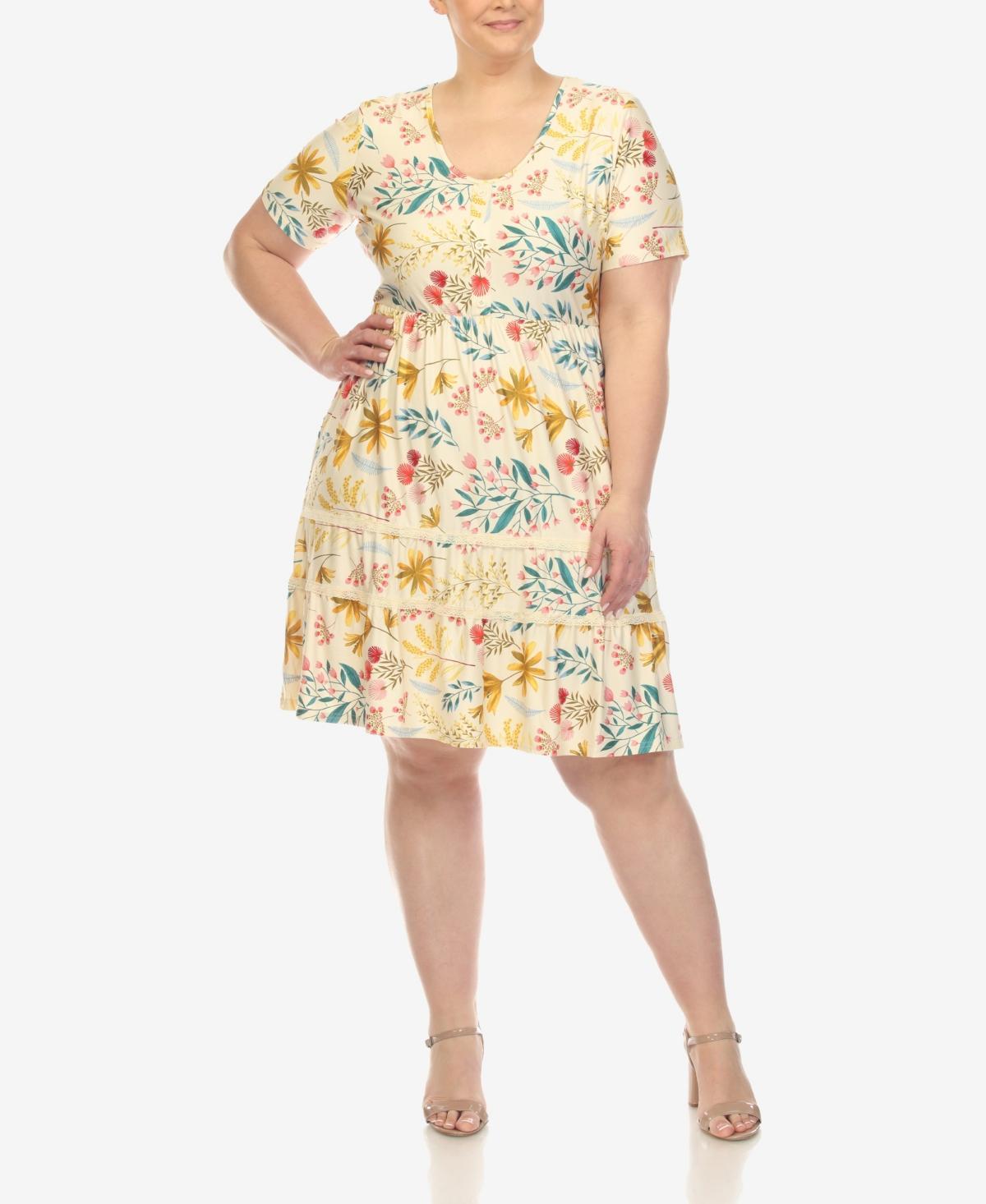 Plus Size White Mark Floral Tiered Dress, Womens Product Image