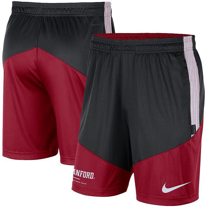 NIKE Men's  Black, Cardinal Stanford Cardinal Team Performance Knit Shorts In Black,cardinal Product Image