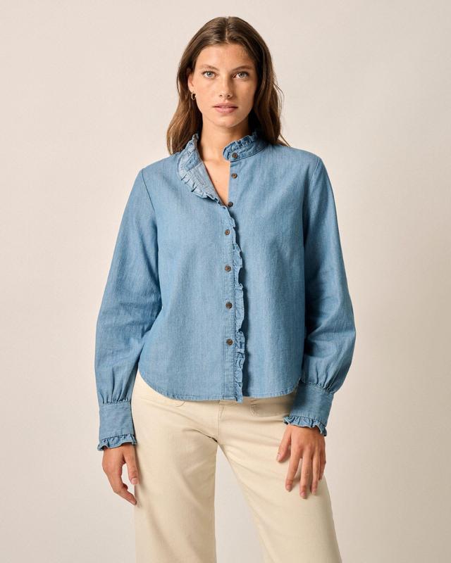 Layla Ruffled Chambray Blouse Female Product Image