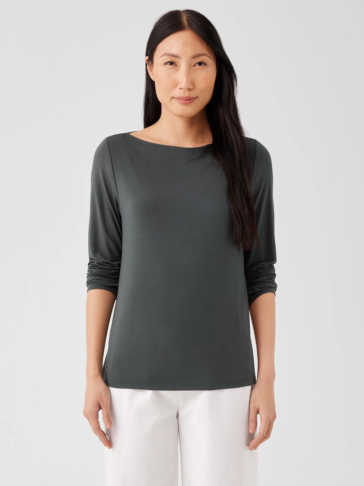 EILEEN FISHER Fine Jersey Cowl Neck Topfemale Product Image