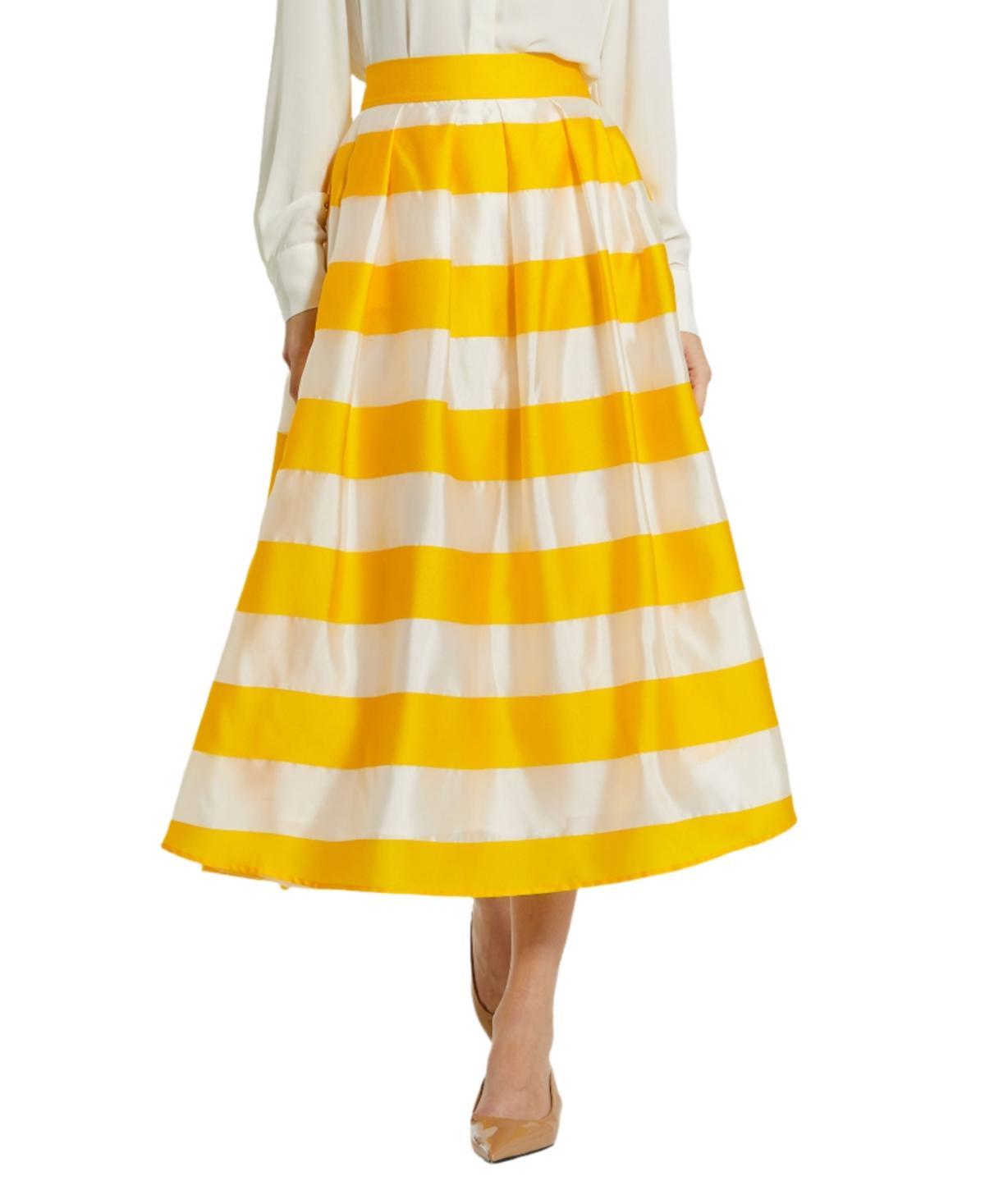 Mac Duggal Womens Striped Organza High Waisted Midi Skirt Product Image