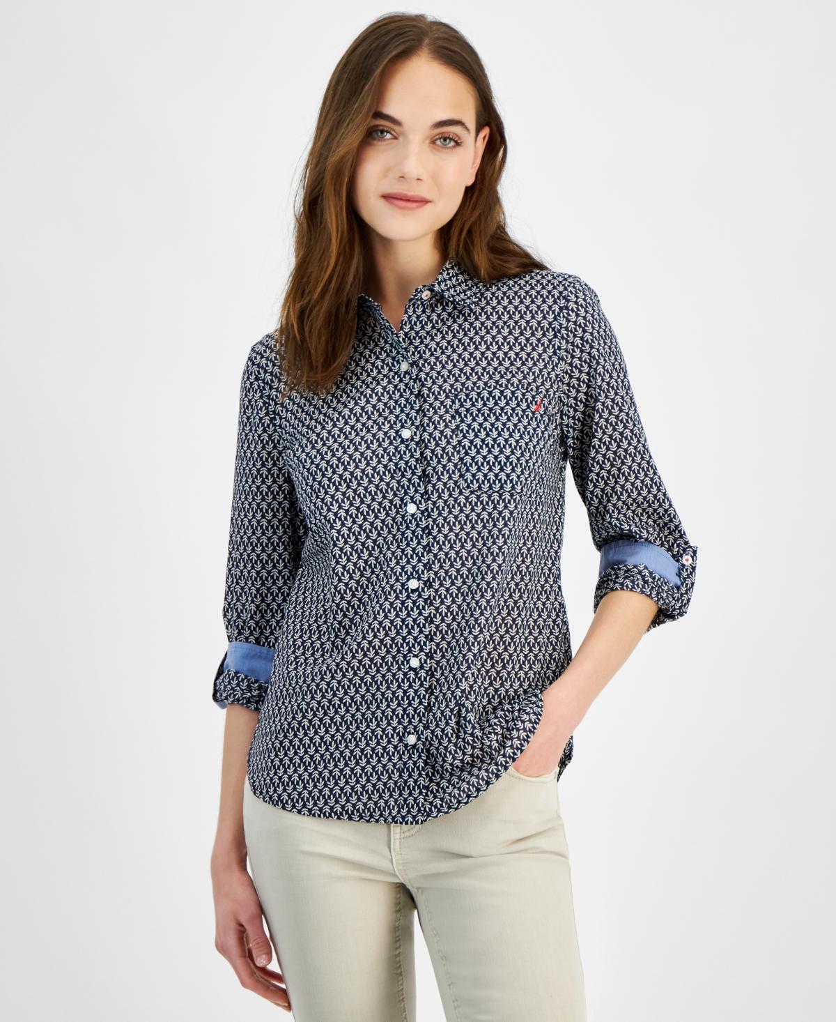 Women's Stamp-Leaf Roll-Tab Shirt Product Image