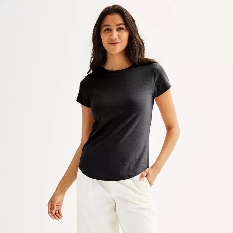 Womens Sonoma Goods For Life Short-Sleeve Crew Tee Olive Black Product Image