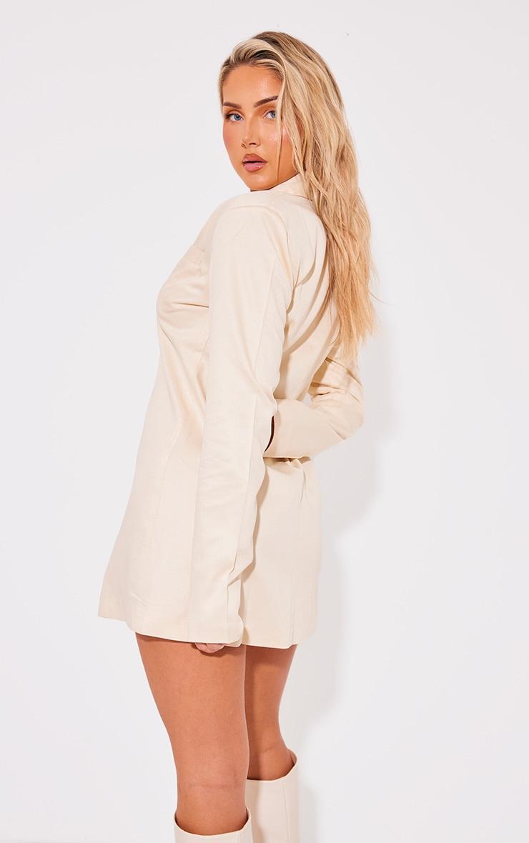 Sand Textured Button Oversized Blazer Dress Product Image