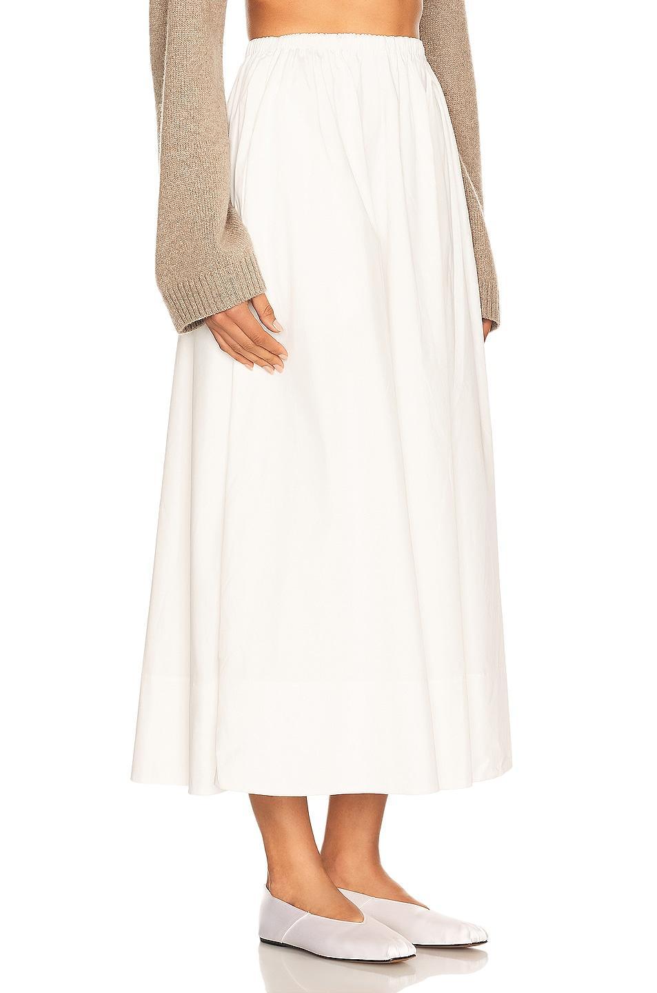 Helsa Cotton Poplin Midi Skirt White. (also in M, S, XL, XXS). Product Image