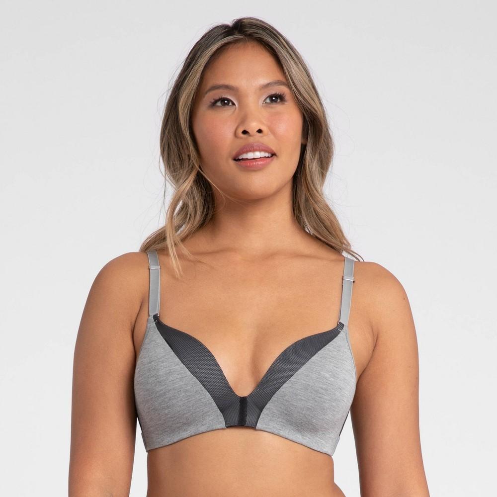 All.You. LIVELY Womens All Day Deep V No Wire Bra - Heather 34C Product Image