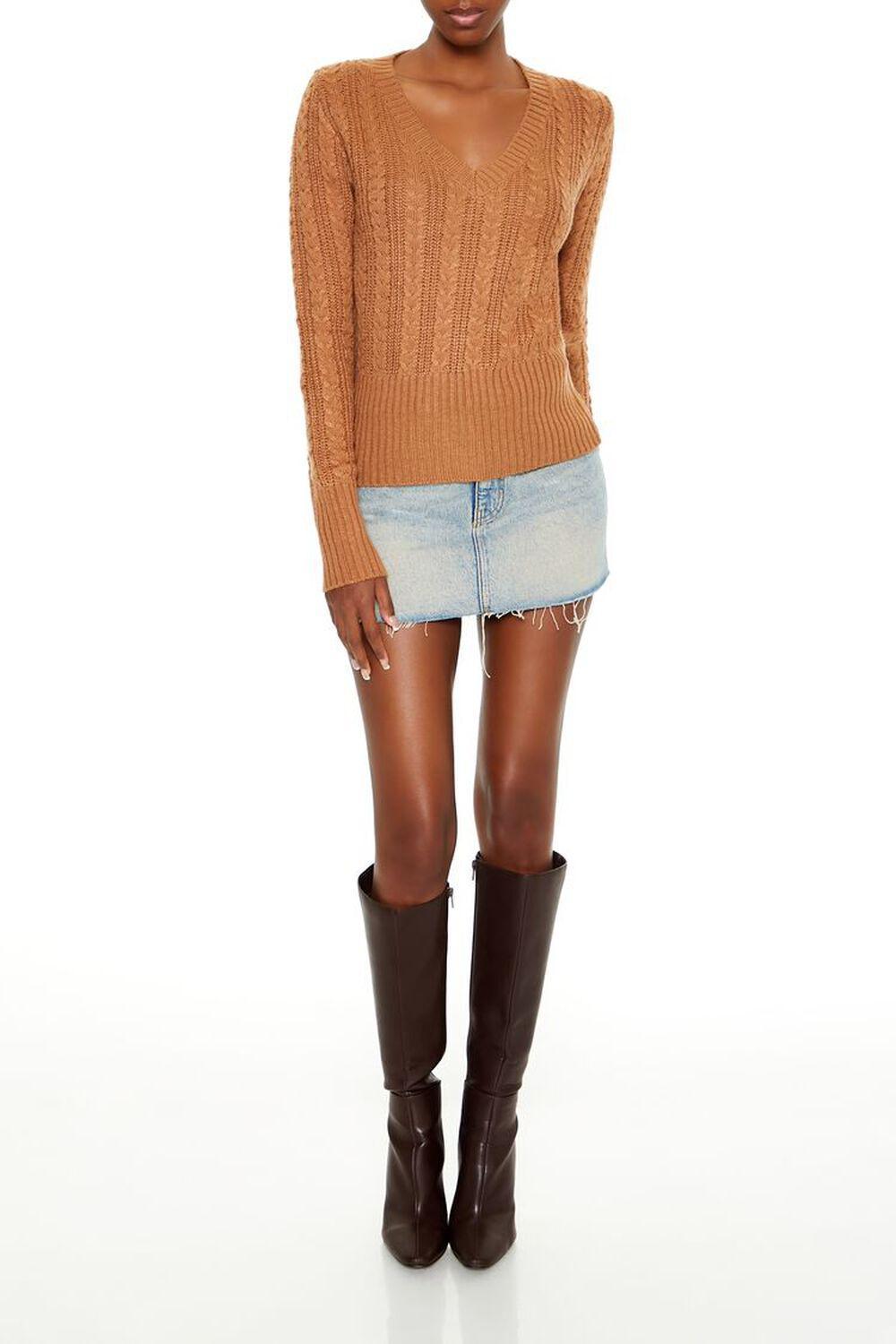 Cable Knit V-Neck Sweater | Forever 21 Product Image