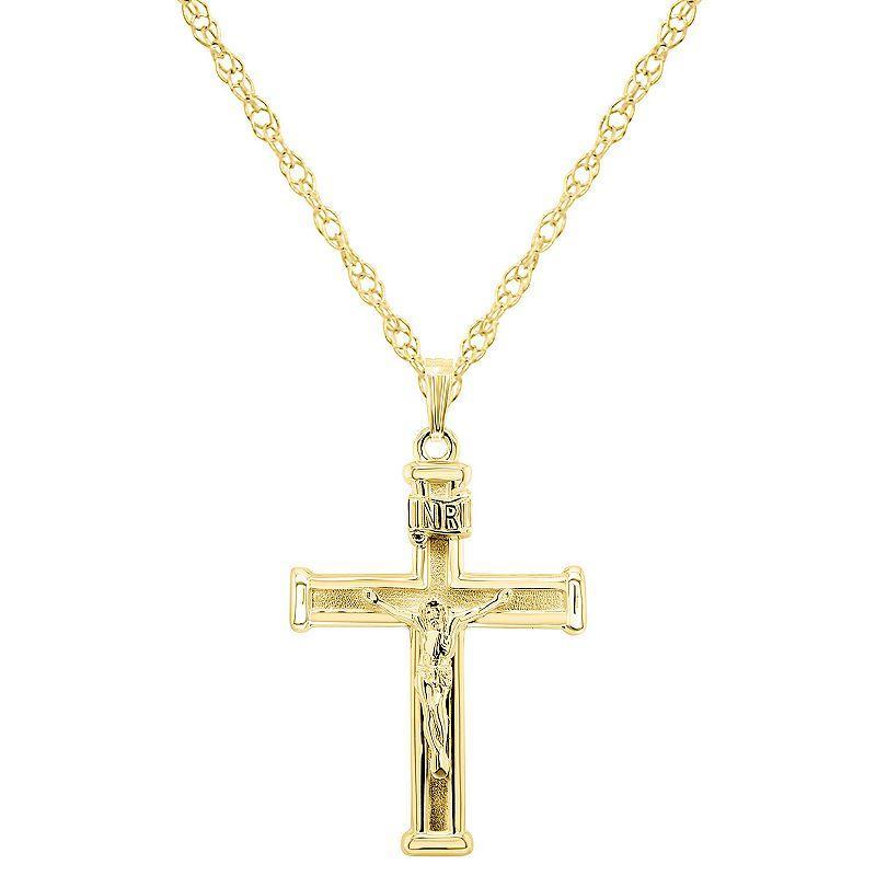 Sterling Silver Crucifix Cross Pendant, Womens 14k Gold Plated Product Image