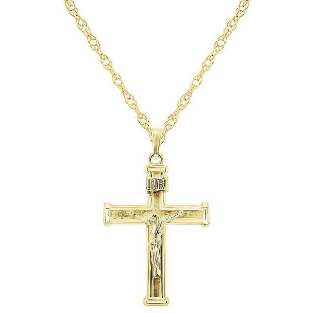 Sterling Silver Crucifix Cross Pendant, Womens Yellow Product Image