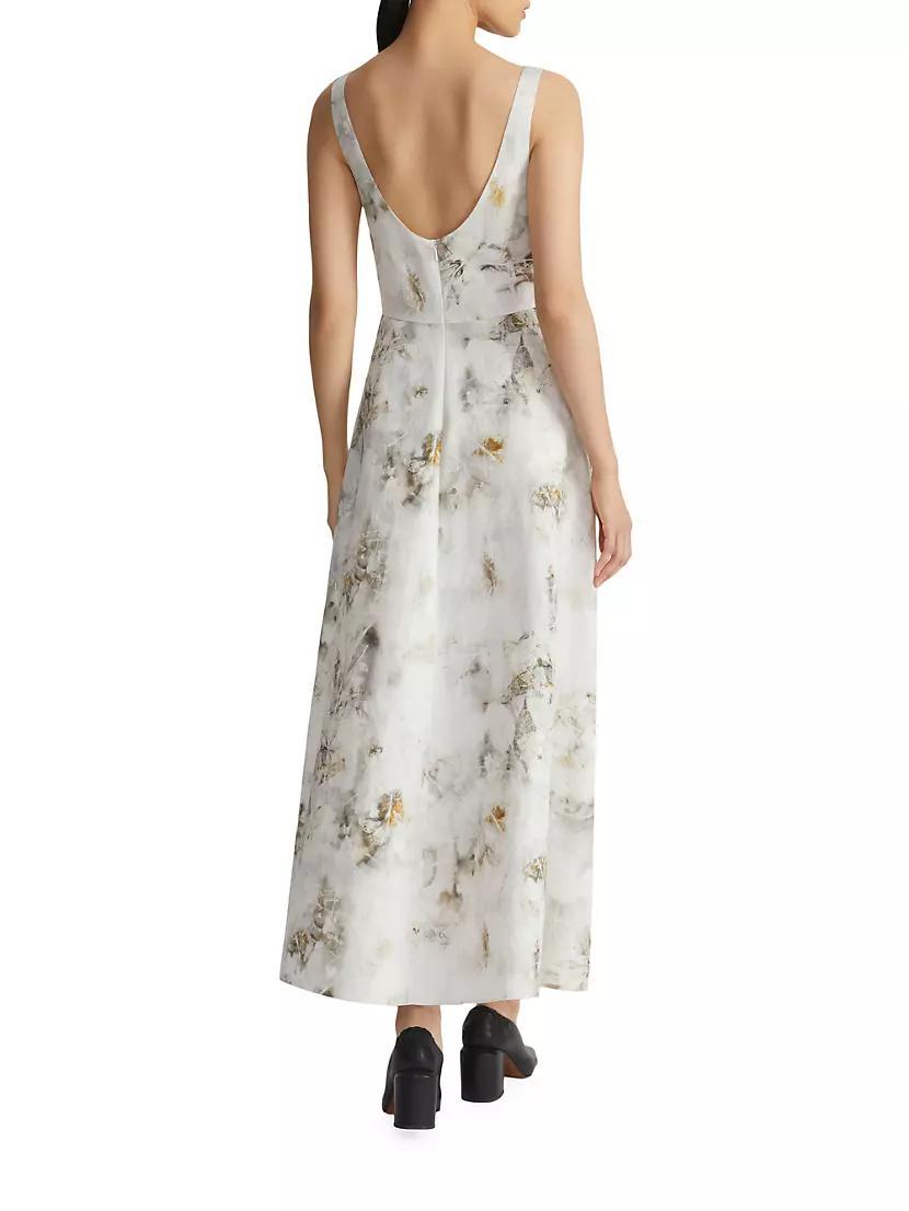 Printed Silk & Linen-Blend Midi-Dress Product Image