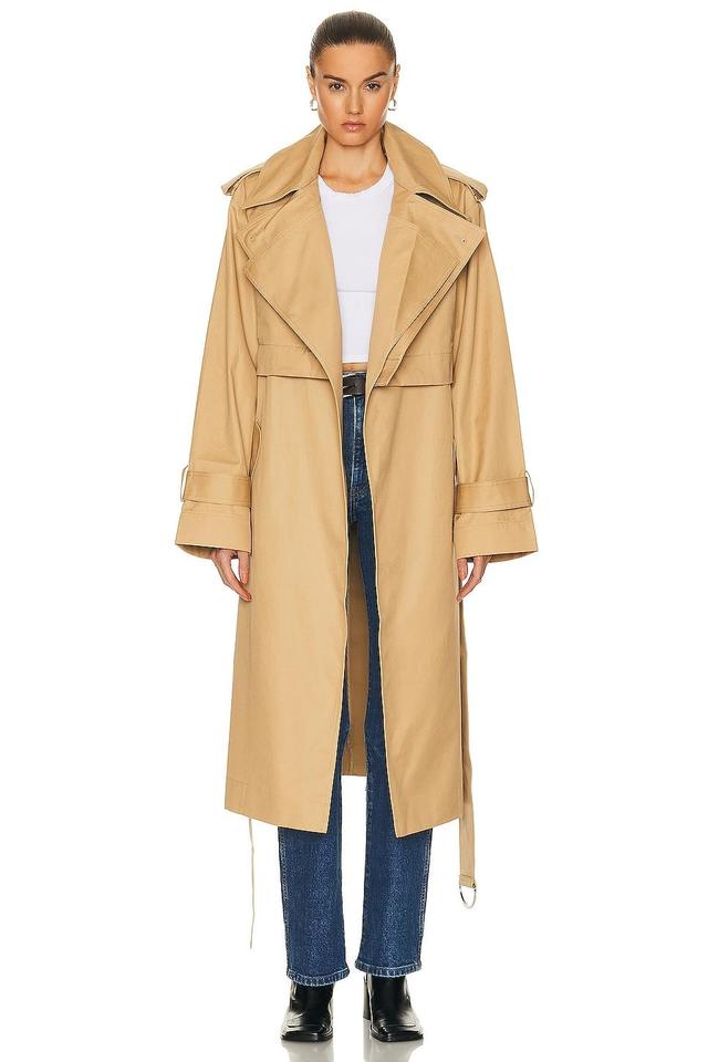 GRLFRND The Convertible Trench Coat in Tan Product Image