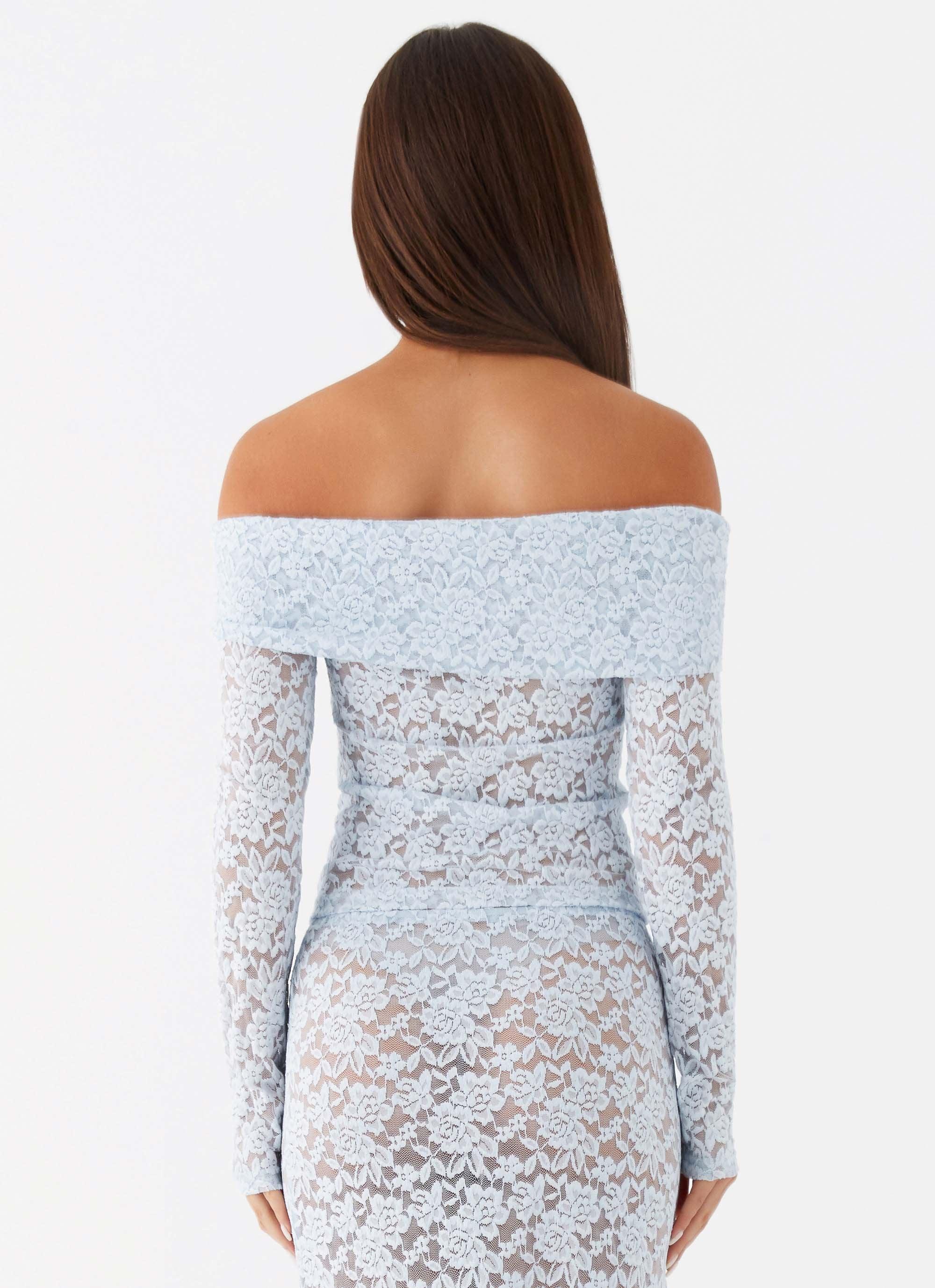 Zephyra Lace Long Sleeve Top - Blue Cloud Product Image