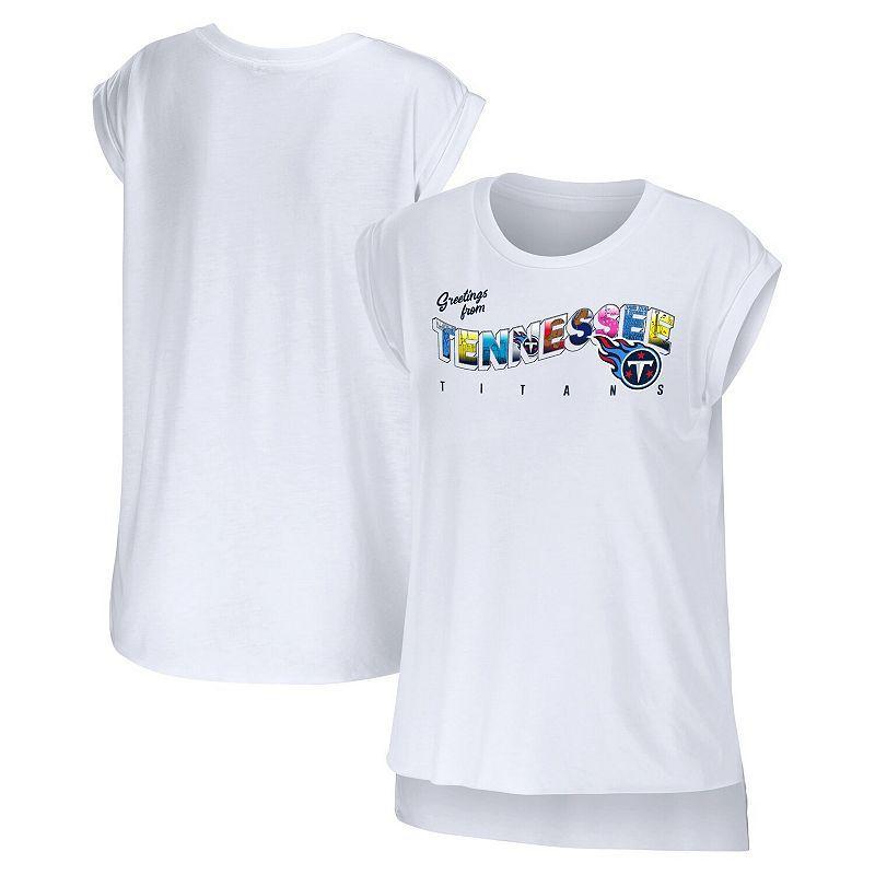 Womens Wear by Erin Andrews White Tennessee Titans Greetings From Muscle T-shirt Product Image