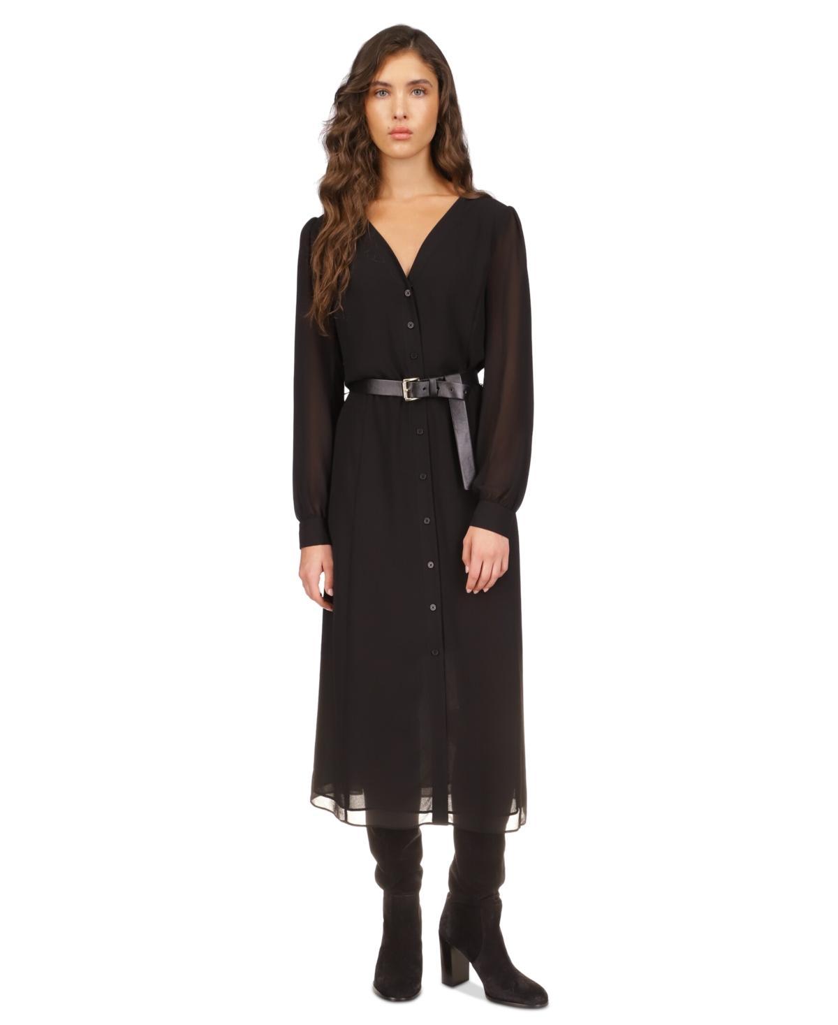 Michael Michael Kors Womens Kate Belted Button-Down Midi Dress, Regular & Petite Product Image