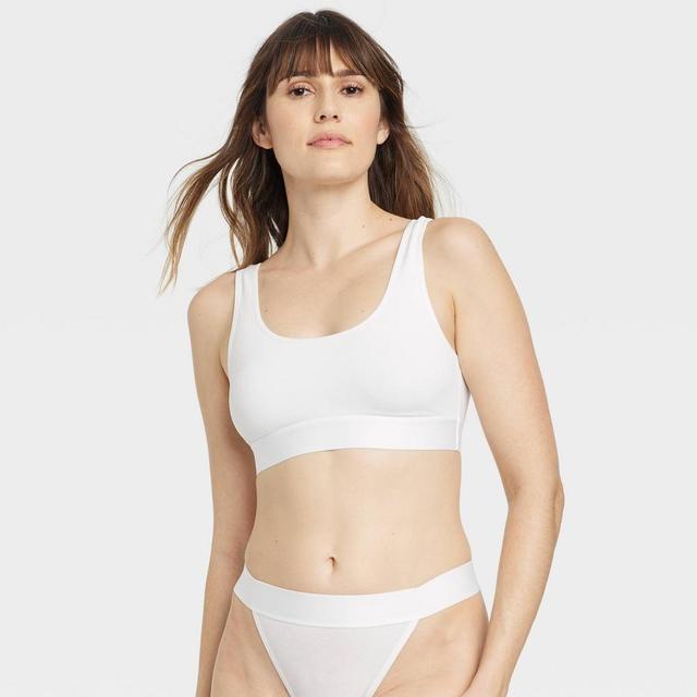 Womens Cotton Stretch Unlined Scoop Bralette - Auden White Product Image