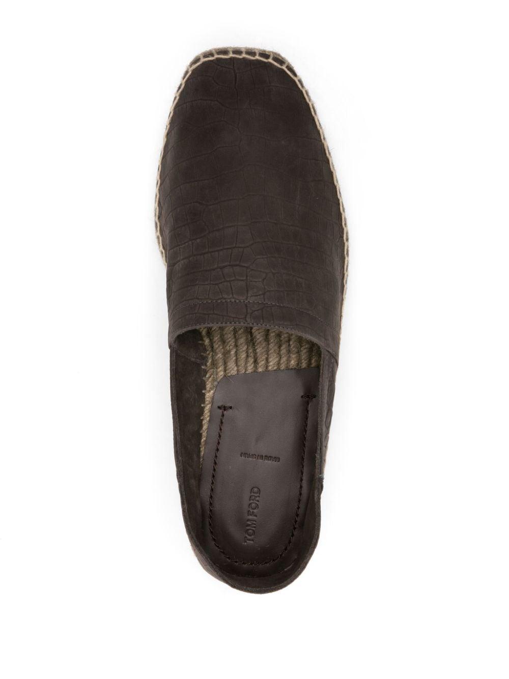 TOM FORD Embossed-crocodile Leather Espadrilles In Brown Product Image