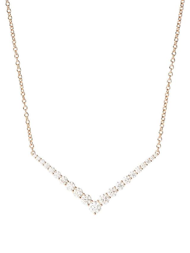 Womens Aria V-Shaped 18K Rose Gold & 1.61 TCW Diamond Necklace Product Image